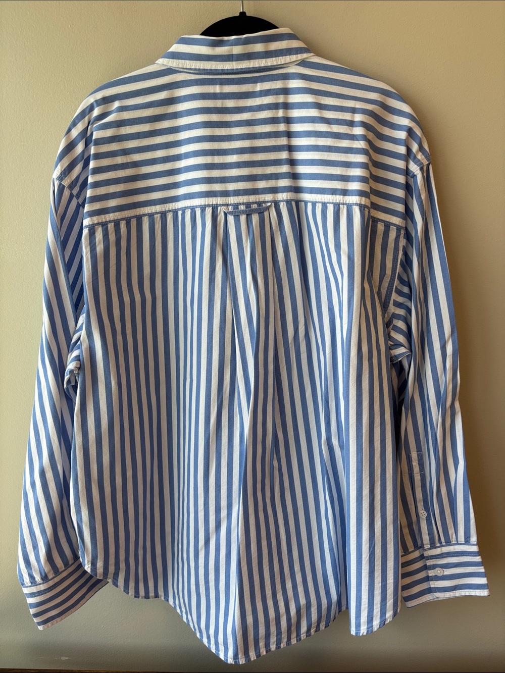 J. Crew Light Blue and White Vertical Stripe Button-Down Shirt oversized - Picture 5 of 5